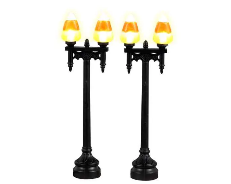 Lemax 34071 - Candy Corn Street Light, Set Of 2, Battery-Operated (4.5-Volt) - Spooky Town Accessories