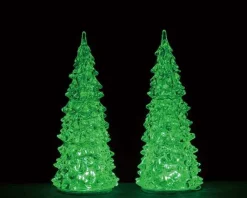 Lemax 94517 - Crystal Lighted Tree, 3 Color Changeable, Medium, Set/2, Battery-Operated (4.5-Volt) - Trees