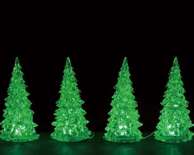 Lemax 94518 - Crystal Lighted Tree, 3 Color Changeable, Small, Set/4, Battery-Operated (4.5-Volt) - Trees