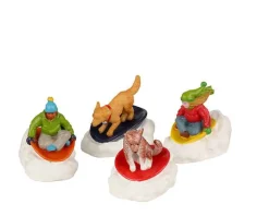 Lemax 22121 - Dog Snow Saucer Fun, Set Of 4 - Christmas Village Figurines