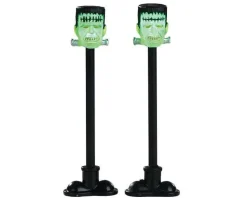 Lemax 84337 - Frankenstein Lamp Post, Set Of 2, Battery-Operated (4.5V) - Spooky Town Accessories