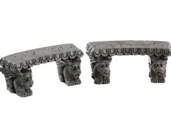 Lemax 84370 - Gargoyle Stone Benches, Set Of 2 - Spooky Town Accessories