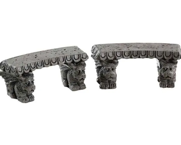 Lemax 84370 - Gargoyle Stone Benches, Set Of 2 - Spooky Town Accessories