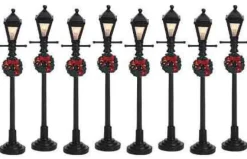 Lemax 64500 - Gas Lantern Street Lamp, Set Of 8, Battery-Operated (4.5V) - Christmas Village Misc. Accessories