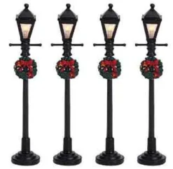 Lemax 64498 - Gas Lantern Street Lamp, Set Of 4, Battery-Operated (4.5V) - Christmas Village Misc. Accessories