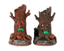 Lemax 34072 - Haunted Tree Trunks, Set Of 2, Battery-Operated (4.5-Volt) - Spooky Town Accessories