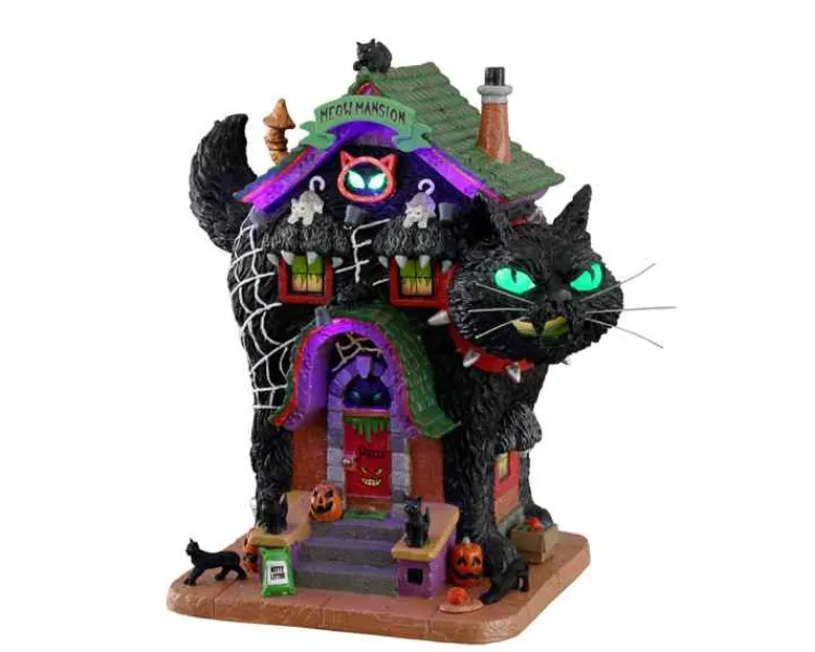 Lemax 15730 - Meow Mansion, Battery-Operated (4.5-Volt) - Spooky Town Halloween Village Houses & Buildings
