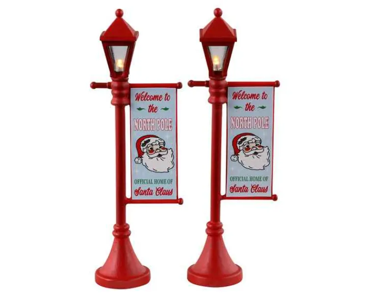 Lemax 34091 - North Pole Lamppost, Set Of 2, Battery-Operated (4.5-Volt) - Misc. Accessories