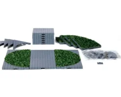 Lemax 64108 - Plaza System (Grey, Round Grass) - 24 Pcs - Landscape