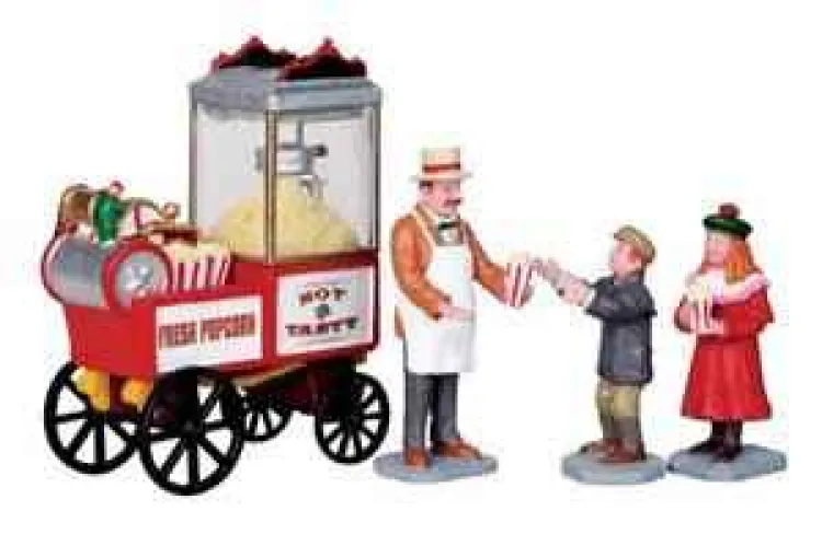 Lemax 02832 - Popcorn Seller, Set Of 4 - Christmas Figurines