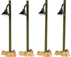Lemax 54362 - Rustic Street Lamp, Set Of 4, Battery-Operated (4.5V) - Christmas Village Misc. Accessories