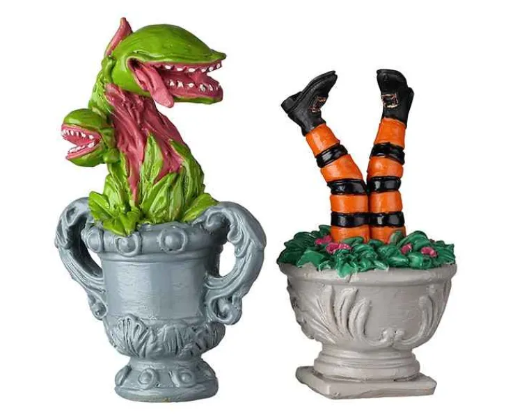 Lemax 24946 - Spooky Planter Urns, Set Of 2 - Spooky Town Halloween Village Accessories