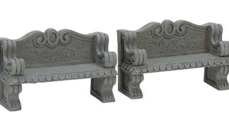 Lemax 74612 - Stone Bench, Set Of 2 - Christmas Village Misc. Accessories