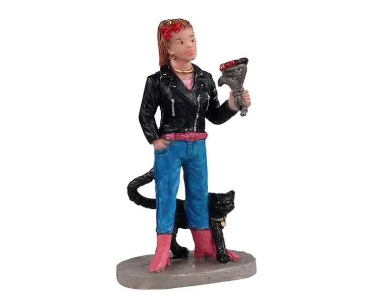 Lemax 12045 - Tattoo Katarina & Cat - Spooky Town Halloween Village Figurines