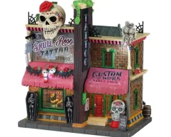 Lemax 15751 - The Skull And Rose Tattoo Studio, Battery-Operated (4.5-Volt) - Spooky Town Halloween Village Houses & Buildings