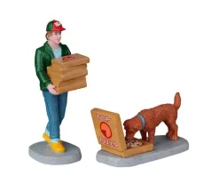 Lemax 22113 - Top Pizza Delivery, Set Of 2 - Christmas Village Figurines