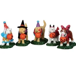 Lemax 52301 - Trick Or Treating Dogs, Set Of 5 - Spooky Town Figurines