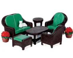 Lemax 64077 - Wicker Lawn Set, Set Of 8 - Table Pieces