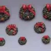 Lemax 34957 - Wreaths With Red Bow, Set Of 12 - Christmas Village Misc. Accessories